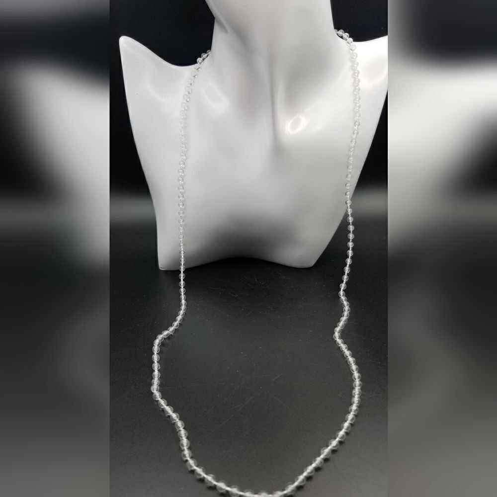 Clear beaded luminous evening necklace. N202
